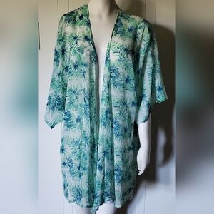 Floral Kimono Cover-Up in Green and Blue